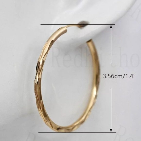 ***NEW 18K Gold Hoop Round Earrings - Picture 3 of 6